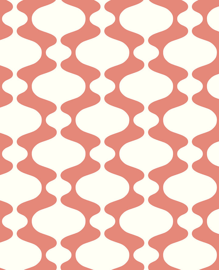 Ashbury Coral Retro Wallpaper by A-Street Prints Habitat Covers about 56.4 square feet 20.5-in by 33-ft long roll Unpasted 6.3 - Fabric Carolina -