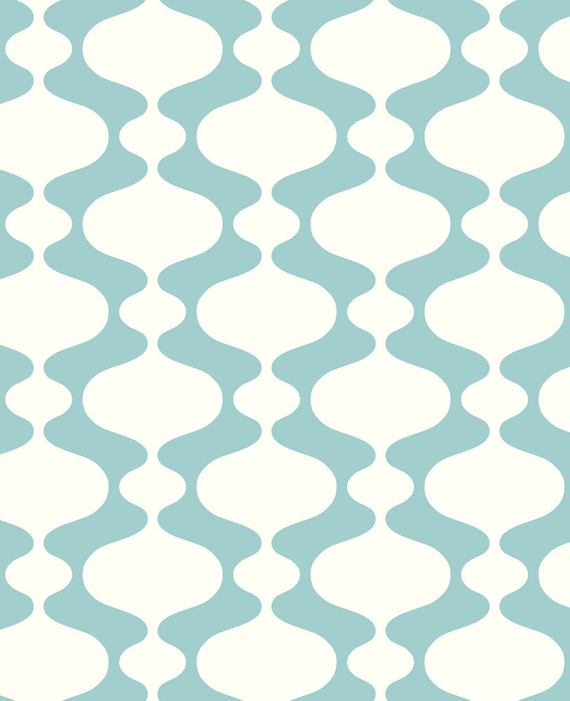 Ashbury Turquoise Retro Wallpaper by A-Street Prints Habitat Covers about 56.4 square feet 20.5-in by 33-ft long roll Unpasted 6.3 - Fabric Carolina -