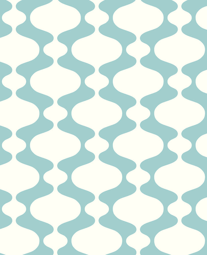 Ashbury Turquoise Retro Wallpaper by A-Street Prints Habitat Covers about 56.4 square feet 20.5-in by 33-ft long roll Unpasted 6.3 - Fabric Carolina -