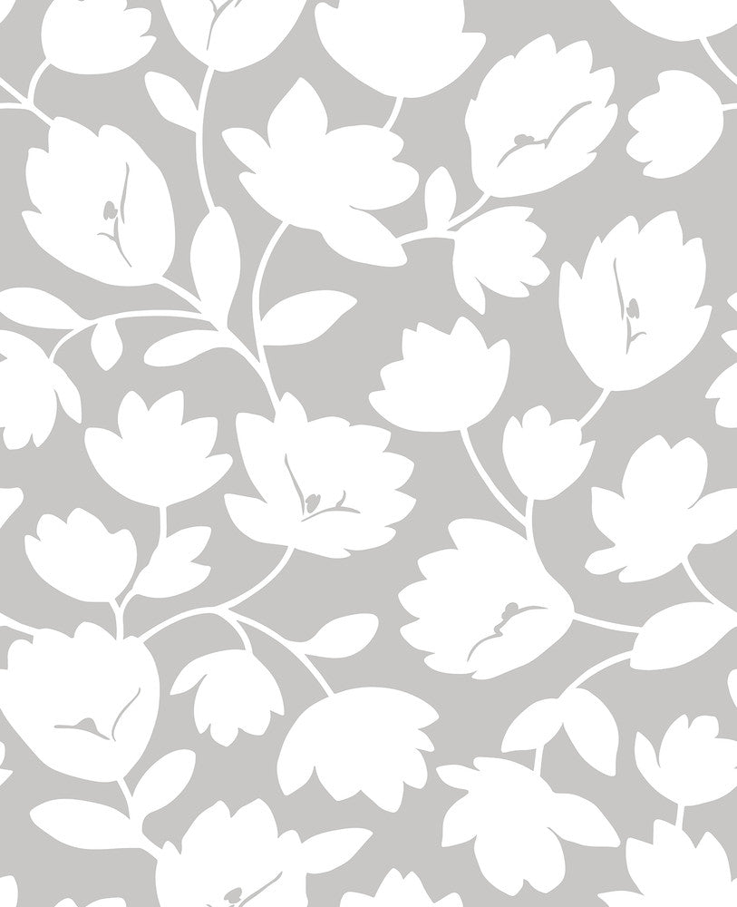 Astrid Grey Floral Wallpaper by A-Street Prints Habitat Covers about 56.4 square feet 20.5-in by 33-ft long roll Unpasted 25.2 - Fabric Carolina -