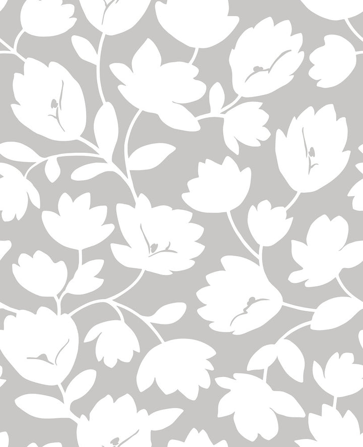 Astrid Grey Floral Wallpaper by A-Street Prints Habitat Covers about 56.4 square feet 20.5-in by 33-ft long roll Unpasted 25.2 - Fabric Carolina -