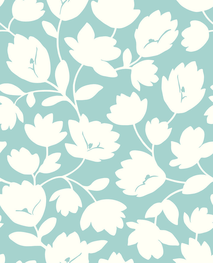 Astrid Turquoise Floral Wallpaper by A-Street Prints Habitat Covers about 56.4 square feet 20.5-in by 33-ft long roll Unpasted 25.2 - Fabric Carolina -
