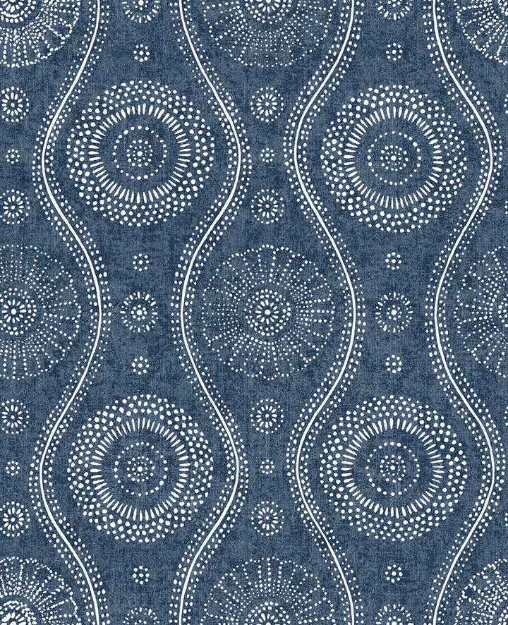 Indigo Painterly Wallpaper by A-Street Prints Signature by Sarah Richardson Covers about 56.4 square feet 20.5-in by 33-ft long roll Unpasted 12.6 - Fabric Carolina -