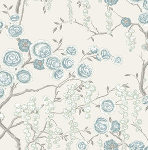 Aqua Peony Tree Wallpaper by A-Street Prints