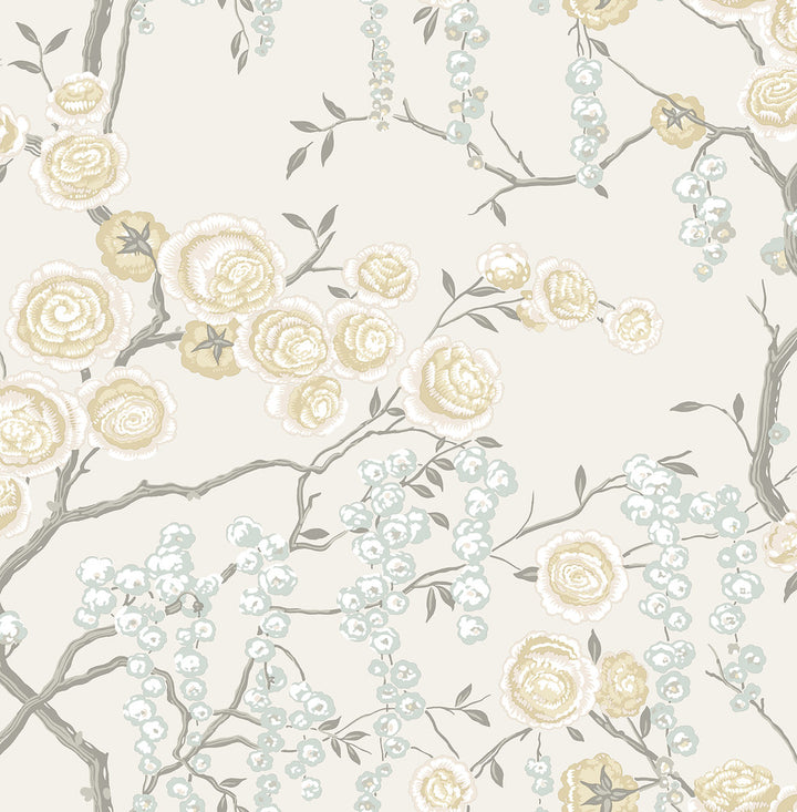 Citrine Peony Tree Wallpaper by A-Street Prints Signature by Sarah Richardson Covers about 56.4 square feet 20.5-in by 33-ft long roll Unpasted 10.4 - Fabric Carolina -