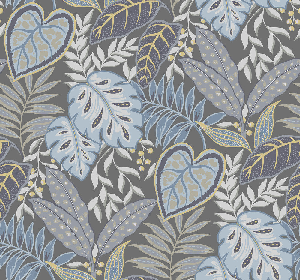 Denim Jasmine Wallpaper by A-Street Prints Signature by Sarah Richardson Covers about 60.8 square feet 27-in by 27-ft long roll Unpasted 25.2 - Fabric Carolina -
