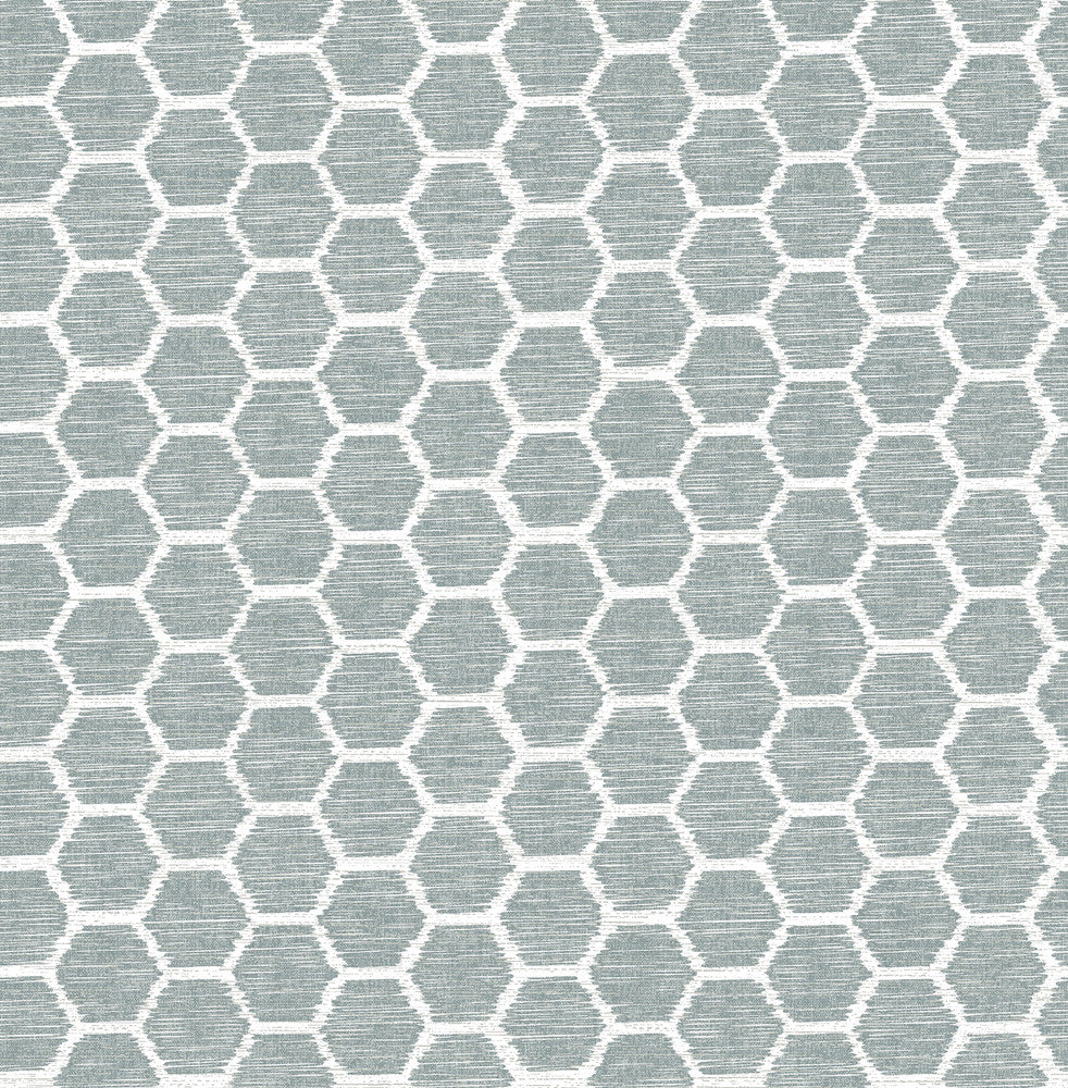 Aura Teal Honeycomb Wallpaper by A-Street Prints Celadon Covers about 56.4 square feet 20.5-in by 33-ft long roll Unpasted 10.4 - Fabric Carolina -