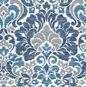 Garden of Eden Blue Damask Wallpaper by A-Street Prints