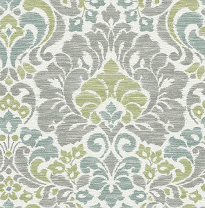 Garden of Eden Green Damask Wallpaper by A-Street Prints
