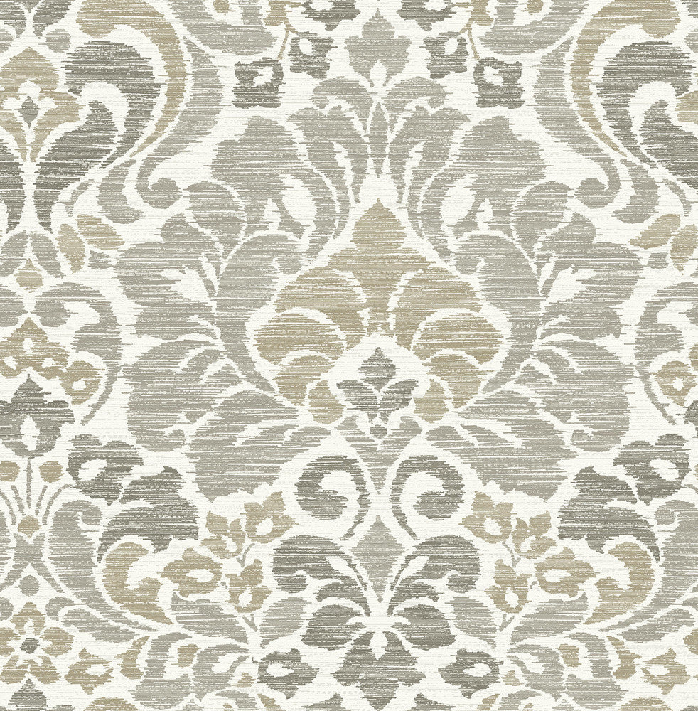 Garden of Eden Taupe Damask Wallpaper by A-Street Prints Celadon Covers about 56.4 square feet 20.5-in by 33-ft long roll Unpasted 25.2 - Fabric Carolina -