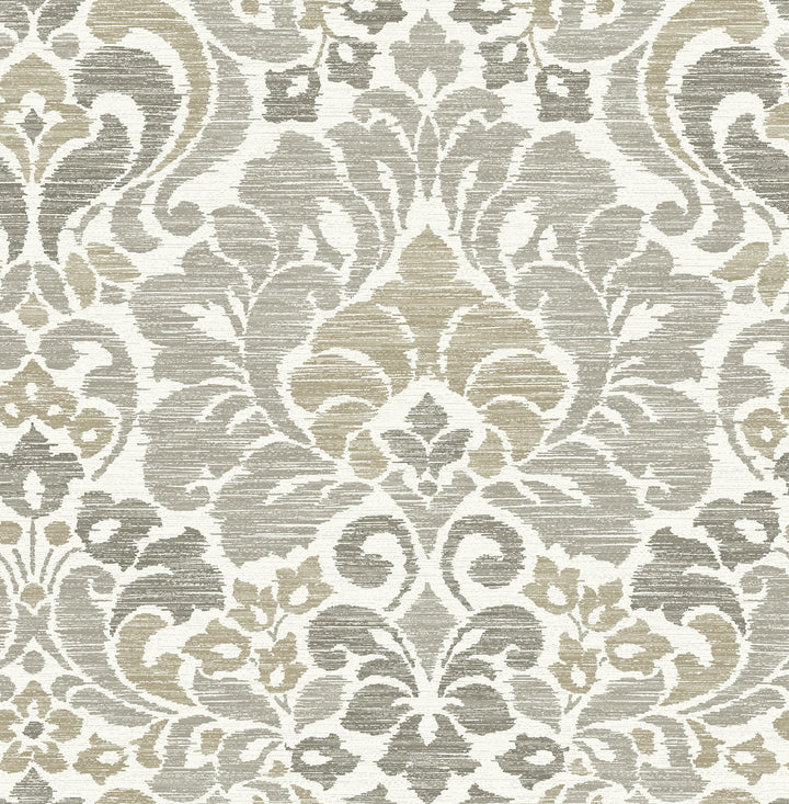 Garden of Eden Taupe Damask Wallpaper by A-Street Prints Celadon Covers about 56.4 square feet 20.5-in by 33-ft long roll Unpasted 25.2 - Fabric Carolina -