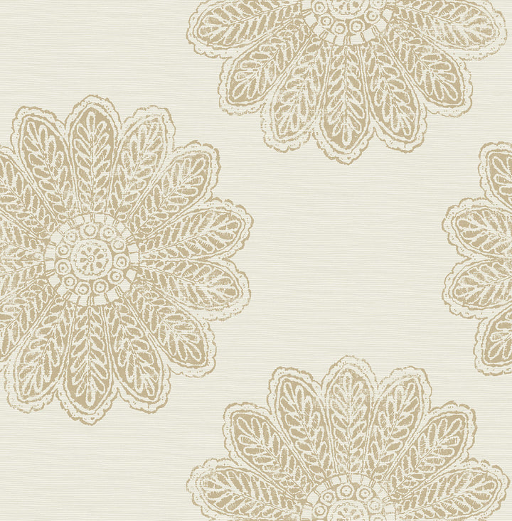 Sol Light Brown Medallion Wallpaper by A-Street Prints Celadon Covers about 56.4 square feet 20.5-in by 33-ft long roll Unpasted 20.9 - Fabric Carolina -