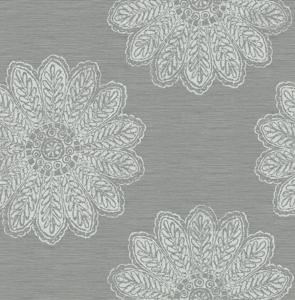 Sol Slate Medallion Wallpaper by A-Street Prints Celadon Covers about 56.4 square feet 20.5-in by 33-ft long roll Unpasted 20.9 - Fabric Carolina -