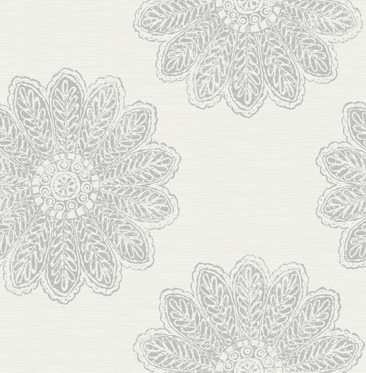 Sol Light Grey Medallion Wallpaper by A-Street Prints Celadon Covers about 56.4 square feet 20.5-in by 33-ft long roll Unpasted 20.9 - Fabric Carolina -