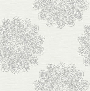 Sol Light Grey Medallion Wallpaper by A-Street Prints