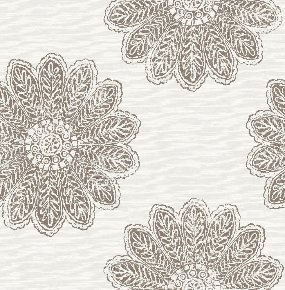 Sol Espresso Medallion Wallpaper by A-Street Prints Celadon Covers about 56.4 square feet 20.5-in by 33-ft long roll Unpasted 20.9 - Fabric Carolina -