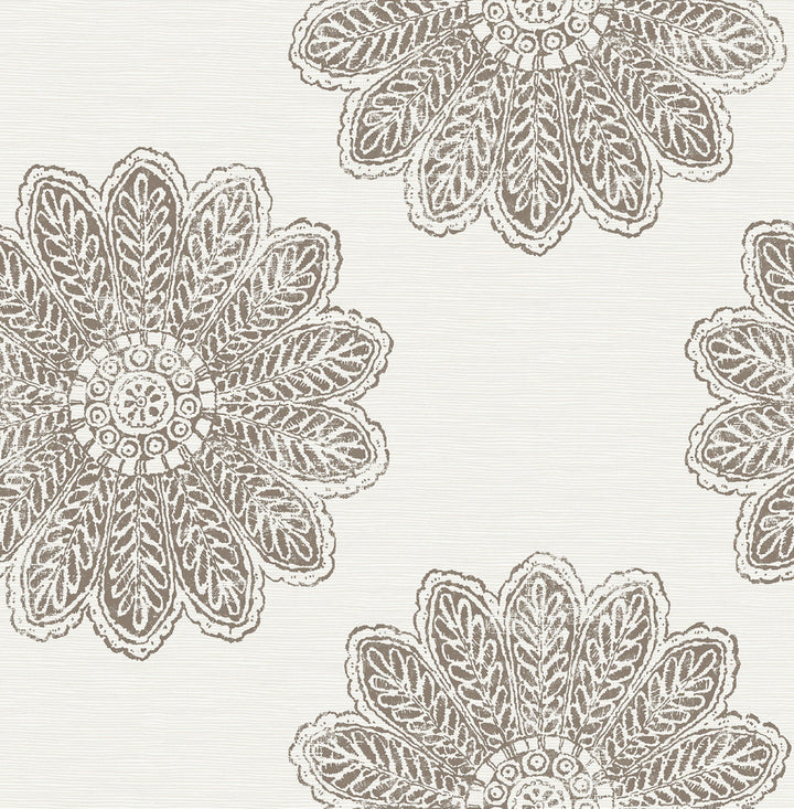 Sol Espresso Medallion Wallpaper by A-Street Prints Celadon Covers about 56.4 square feet 20.5-in by 33-ft long roll Unpasted 20.9 - Fabric Carolina -