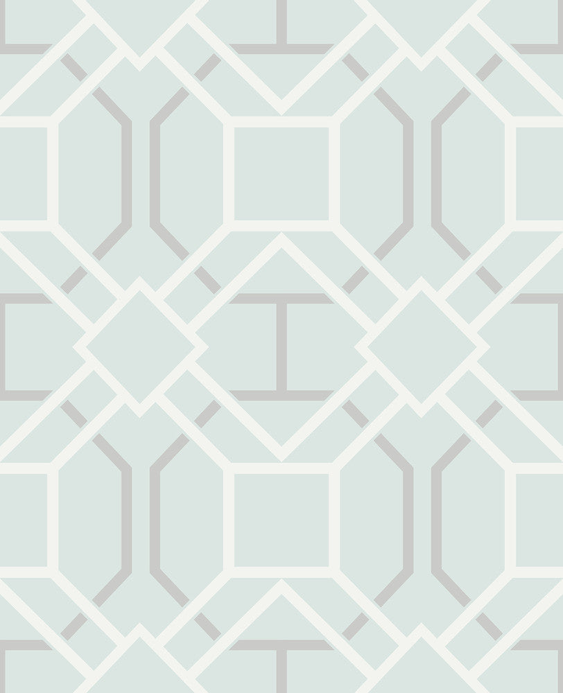 Dauphin Light Blue Lattice Wallpaper by Advantage Geo Covers about 56.4 square feet 20.5-in by 33-ft long roll Unpasted 25 - Fabric Carolina -