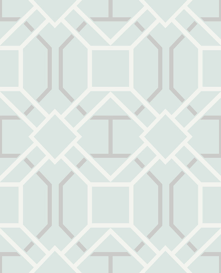 Dauphin Light Blue Lattice Wallpaper by Advantage Geo Covers about 56.4 square feet 20.5-in by 33-ft long roll Unpasted 25 - Fabric Carolina -