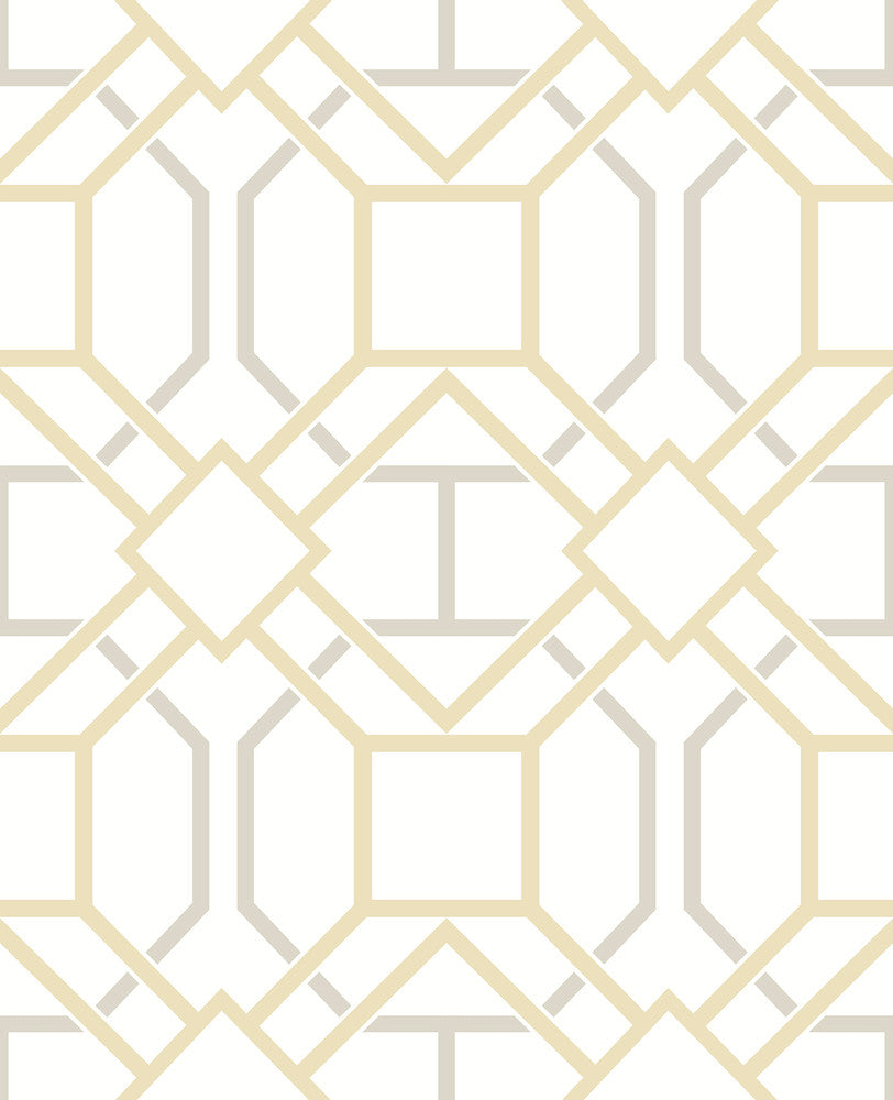 Dauphin Mustard Lattice Wallpaper by Advantage Geo Covers about 56.4 square feet 20.5-in by 33-ft long roll Unpasted 25 - Fabric Carolina -