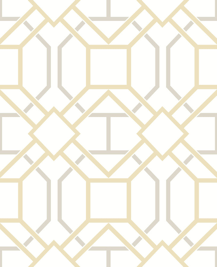 Dauphin Mustard Lattice Wallpaper by Advantage Geo Covers about 56.4 square feet 20.5-in by 33-ft long roll Unpasted 25 - Fabric Carolina -