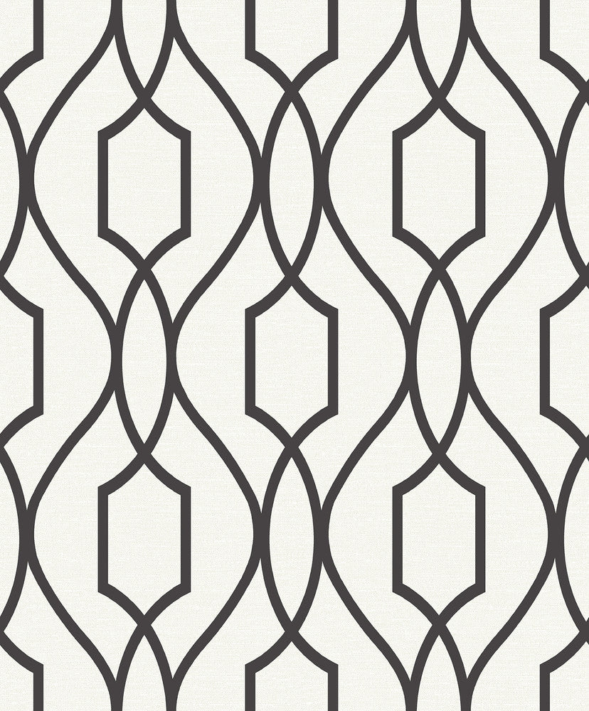 Evelyn Black Trellis Wallpaper by Advantage Geo Covers about 56.4 square feet 20.5-in by 33-ft long roll Unpasted 25 - Fabric Carolina -