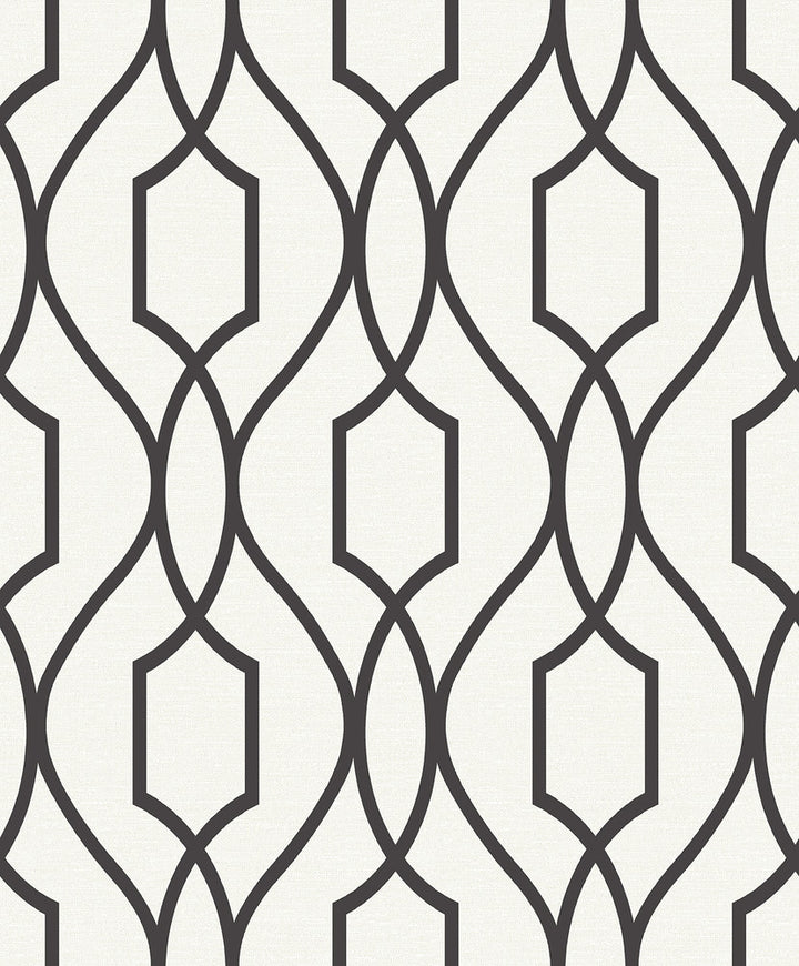 Evelyn Black Trellis Wallpaper by Advantage Geo Covers about 56.4 square feet 20.5-in by 33-ft long roll Unpasted 25 - Fabric Carolina -