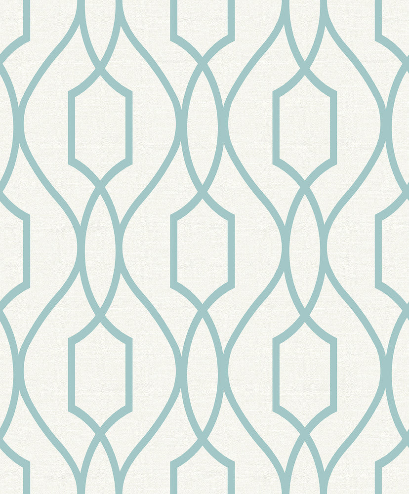 Evelyn Teal Trellis Wallpaper by Advantage Geo Covers about 56.4 square feet 20.5-in by 33-ft long roll Unpasted 25 - Fabric Carolina -