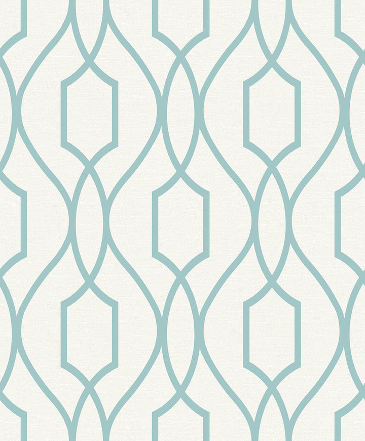 Evelyn Teal Trellis Wallpaper by Advantage Geo Covers about 56.4 square feet 20.5-in by 33-ft long roll Unpasted 25 - Fabric Carolina -