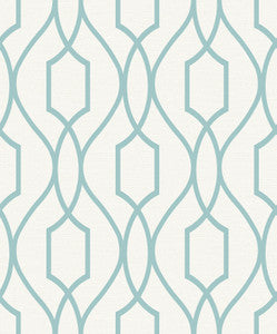 Evelyn Teal Trellis Wallpaper by Advantage