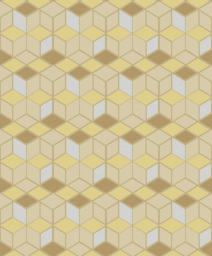 Joanne Mustard Blox Wallpaper by Advantage Geo Covers about 57.8 square feet 21-in by 33-ft long roll Unpasted 25 - Fabric Carolina -