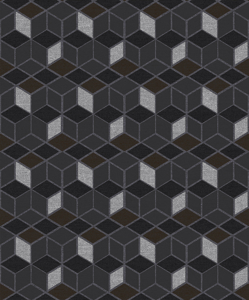 Joanne Charcoal Blox Wallpaper by Advantage Geo Covers about 57.8 square feet 21-in by 33-ft long roll Unpasted 25 - Fabric Carolina -