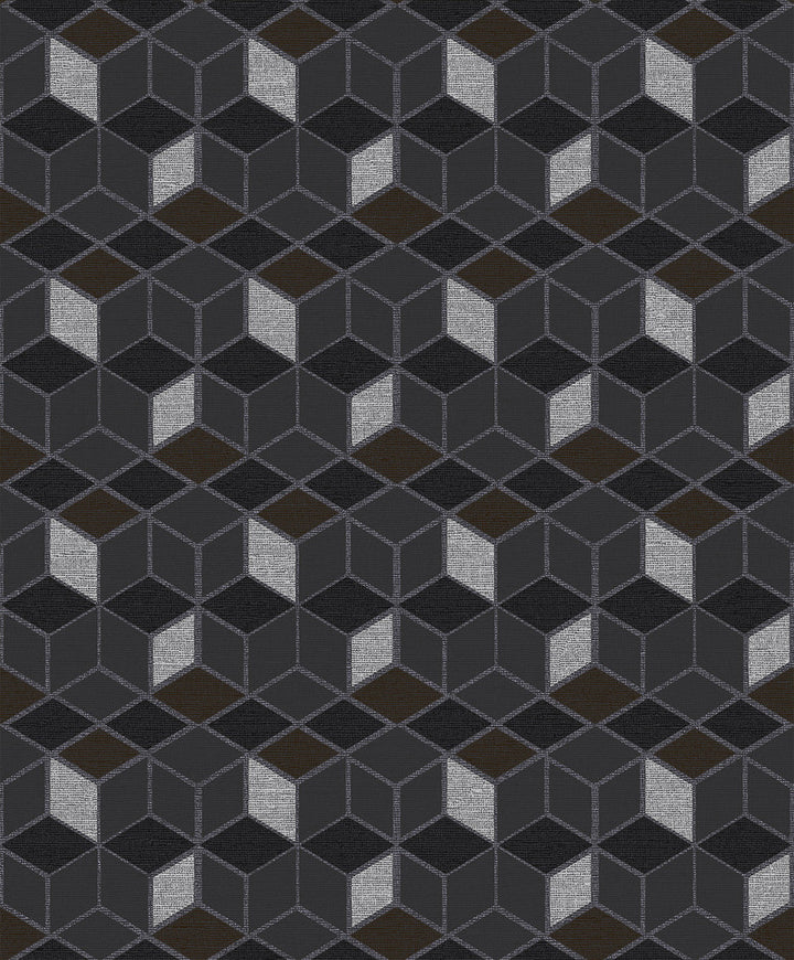 Joanne Charcoal Blox Wallpaper by Advantage Geo Covers about 57.8 square feet 21-in by 33-ft long roll Unpasted 25 - Fabric Carolina -