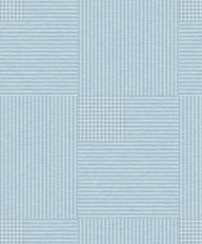 Ronald Blue Squares Wallpaper by Advantage Geo Covers about 57.8 square feet 21-in by 33-ft long roll Unpasted 25 - Fabric Carolina -