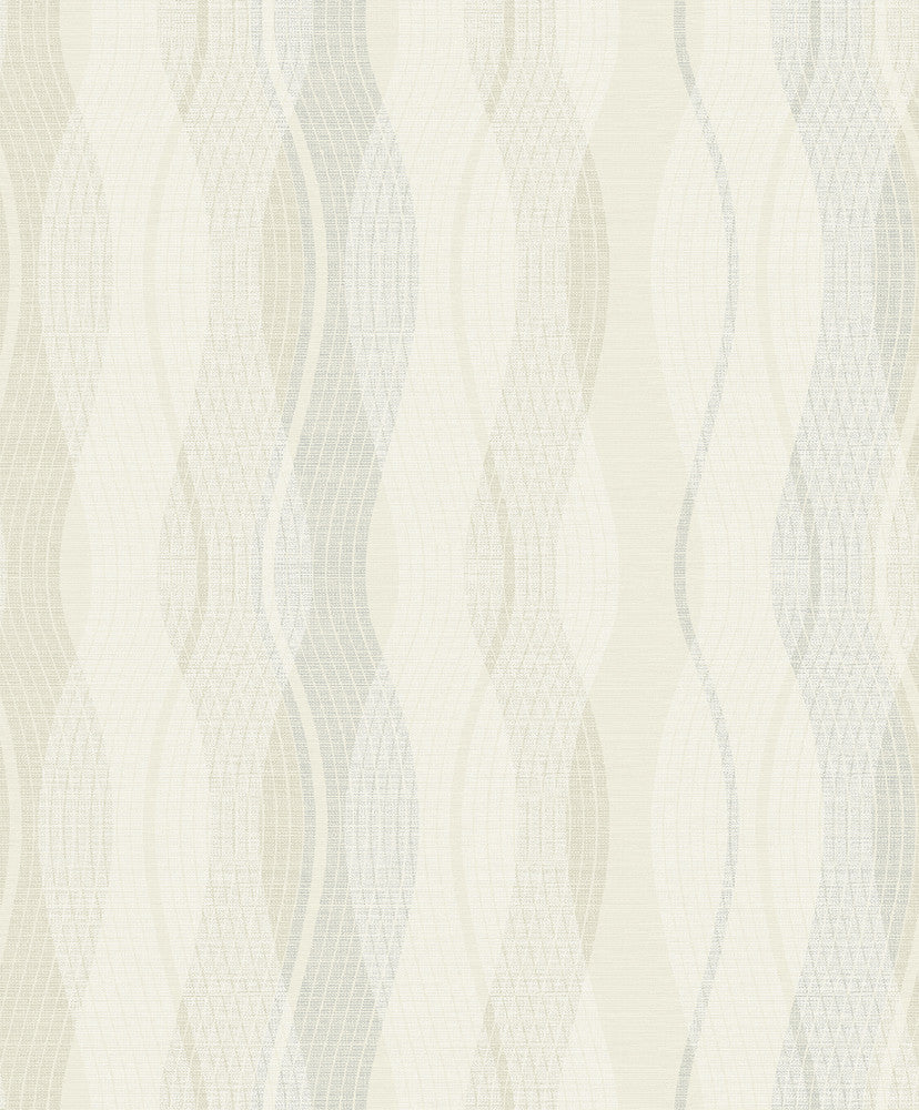 Jenner Cream Wave Wallpaper by Advantage Geo Covers about 57.8 square feet 21-in by 33-ft long roll Unpasted 12.5 - Fabric Carolina -