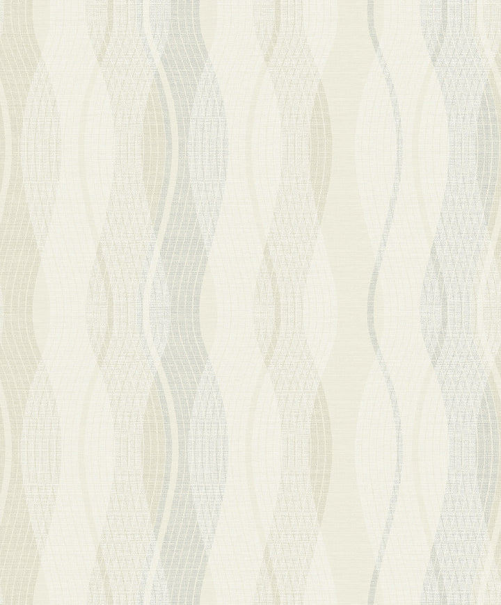Jenner Cream Wave Wallpaper by Advantage Geo Covers about 57.8 square feet 21-in by 33-ft long roll Unpasted 12.5 - Fabric Carolina -