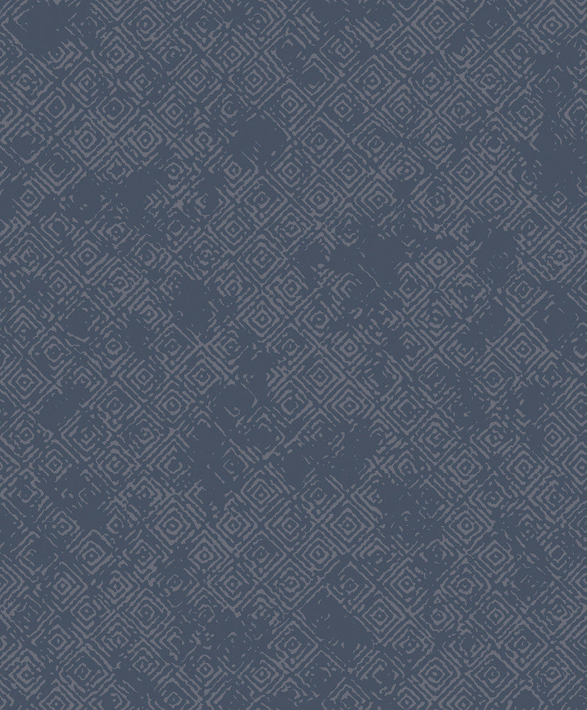 Thompson Navy Key Wallpaper by Advantage Geo Covers about 57.8 square feet 21-in by 33-ft long roll Unpasted 12.5 - Fabric Carolina -