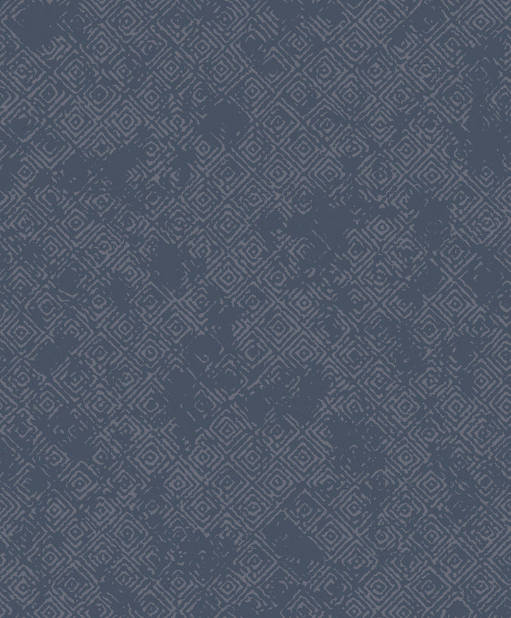 Thompson Navy Key Wallpaper by Advantage Geo Covers about 57.8 square feet 21-in by 33-ft long roll Unpasted 12.5 - Fabric Carolina -