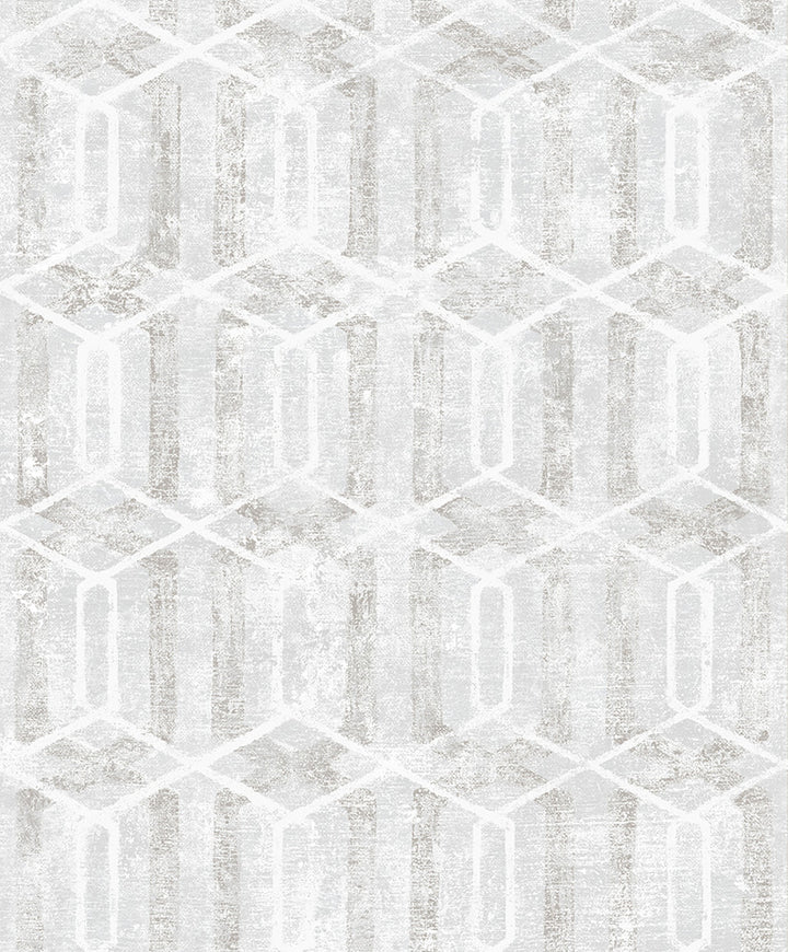Stormi Light Grey Geometric Wallpaper by Advantage Geo Covers about 57.8 square feet 21-in by 33-ft long roll Unpasted 12.5 - Fabric Carolina -