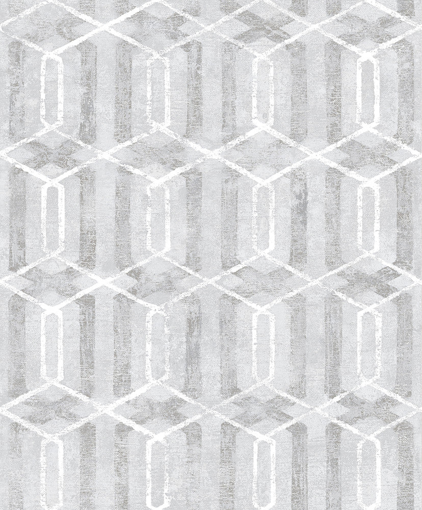 Stormi Grey Geometric Wallpaper by Advantage Geo Covers about 57.8 square feet 21-in by 33-ft long roll Unpasted 12.5 - Fabric Carolina -