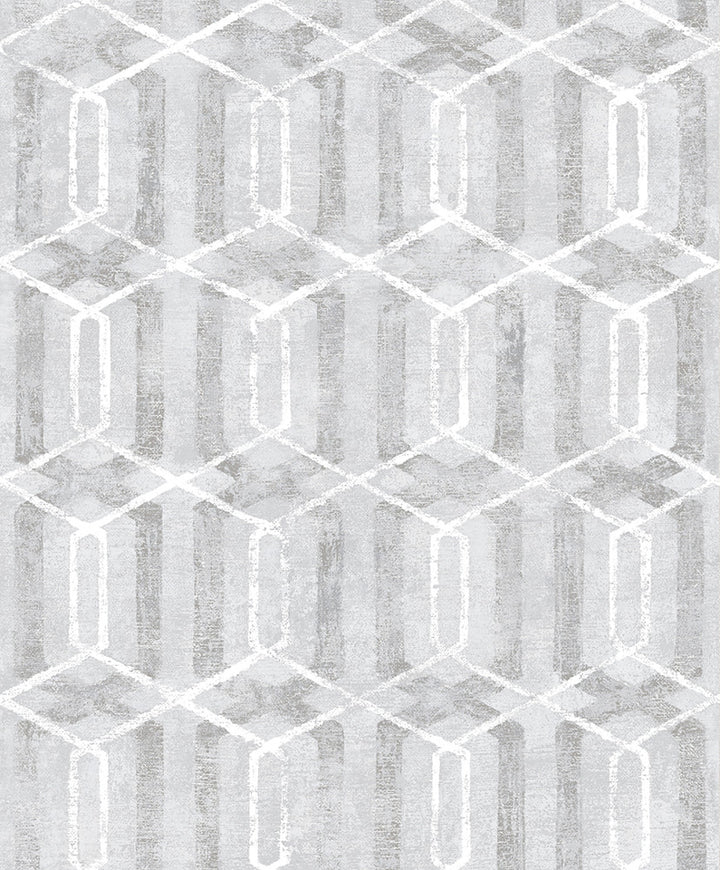 Stormi Grey Geometric Wallpaper by Advantage Geo Covers about 57.8 square feet 21-in by 33-ft long roll Unpasted 12.5 - Fabric Carolina -