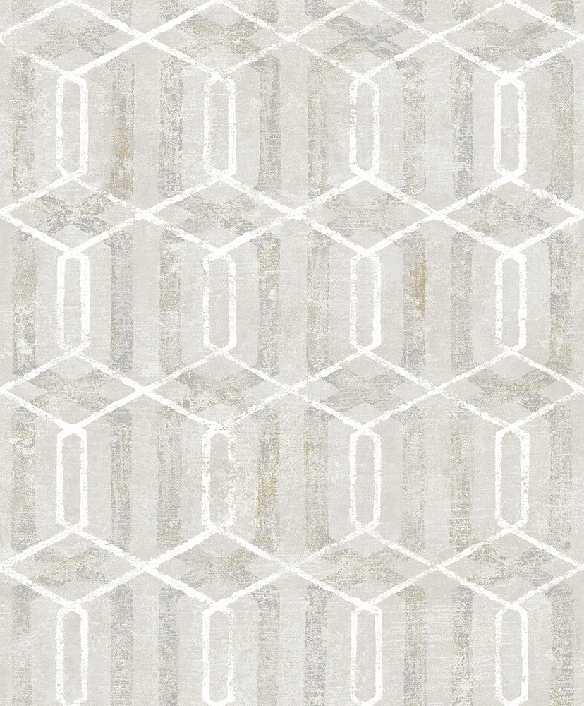 Stormi Cream Geometric Wallpaper by Advantage Geo Covers about 57.8 square feet 21-in by 33-ft long roll Unpasted 12.5 - Fabric Carolina -