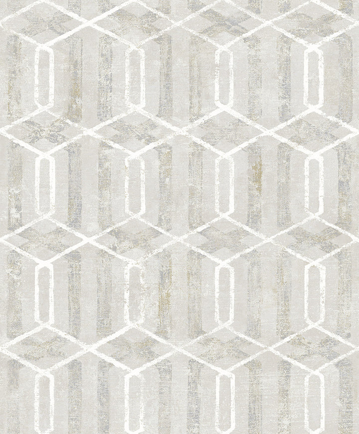 Stormi Cream Geometric Wallpaper by Advantage Geo Covers about 57.8 square feet 21-in by 33-ft long roll Unpasted 12.5 - Fabric Carolina -
