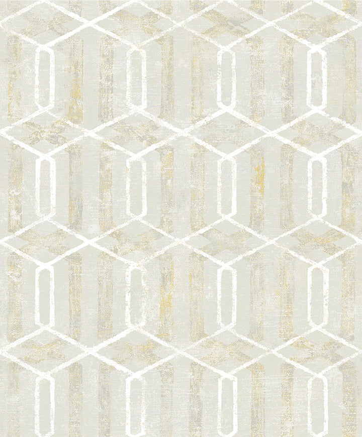 Stormi Beige Geometric Wallpaper by Advantage Geo Covers about 57.8 square feet 21-in by 33-ft long roll Unpasted 12.5 - Fabric Carolina -