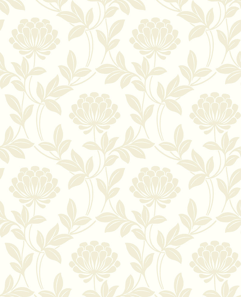 Ogilvy Bone Floral Wallpaper by Advantage Traditional Covers about 56.4 square feet 20.5-in by 33-ft long roll Unpasted 25 - Fabric Carolina -