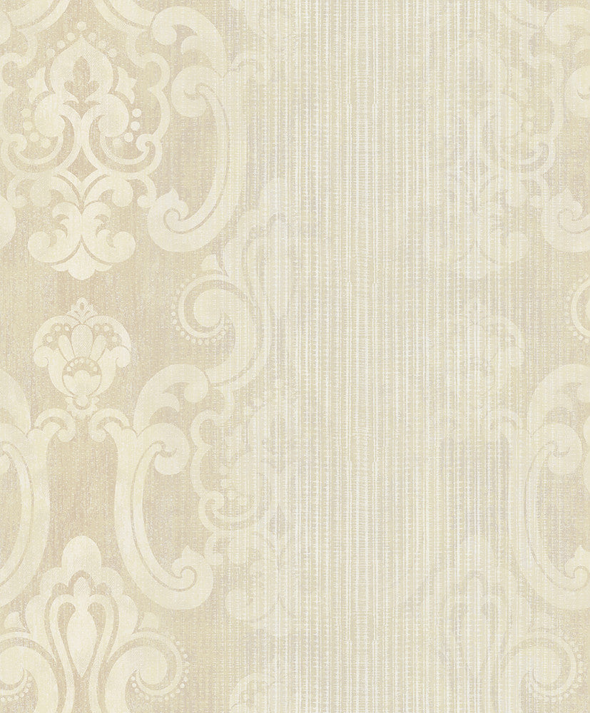 Ariana Gold Striped Damask Wallpaper by Advantage Traditional Covers about 57.8 square feet 21-in by 33-ft long roll Unpasted 12.5 - Fabric Carolina -