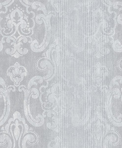 Ariana Silver Striped Damask Wallpaper by Advantage