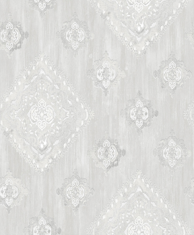 Leana Dove Medallion Wallpaper by Advantage Traditional Covers about 57.8 square feet 21-in by 33-ft long roll Unpasted 25 - Fabric Carolina -
