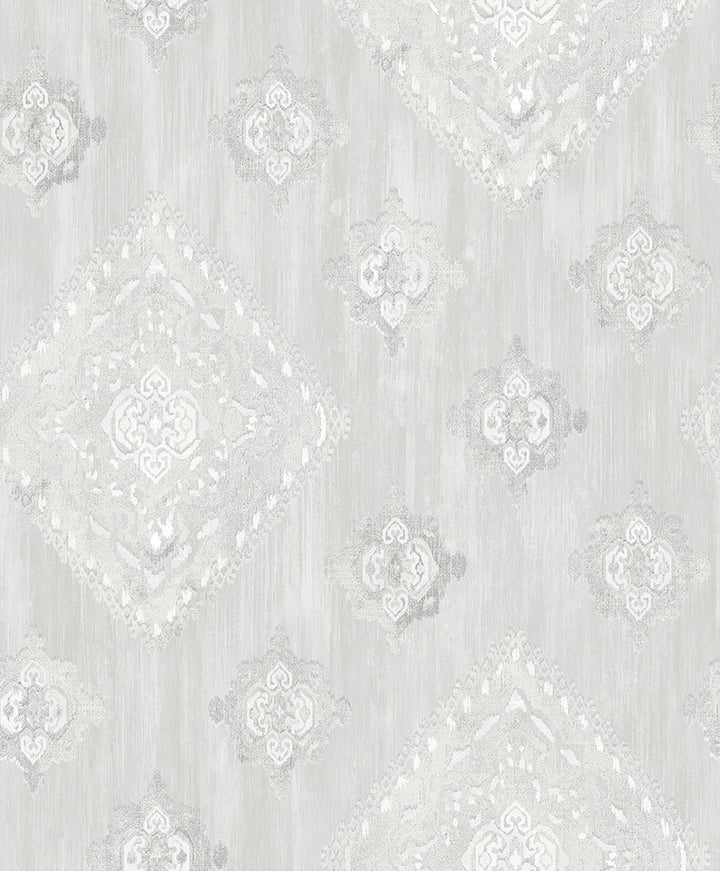 Leana Dove Medallion Wallpaper by Advantage Traditional Covers about 57.8 square feet 21-in by 33-ft long roll Unpasted 25 - Fabric Carolina -