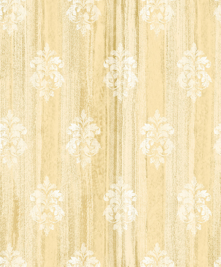 Alison Yellow Damask Motif Wallpaper by Advantage Traditional Covers about 57.8 square feet 21-in by 33-ft long roll Unpasted 25 - Fabric Carolina -